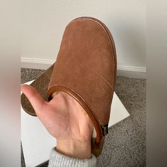 Old Friend Men’s Wide Sheepskin-lined Scuff Slipper Leather Size 9-10 - Picture 11 of 12